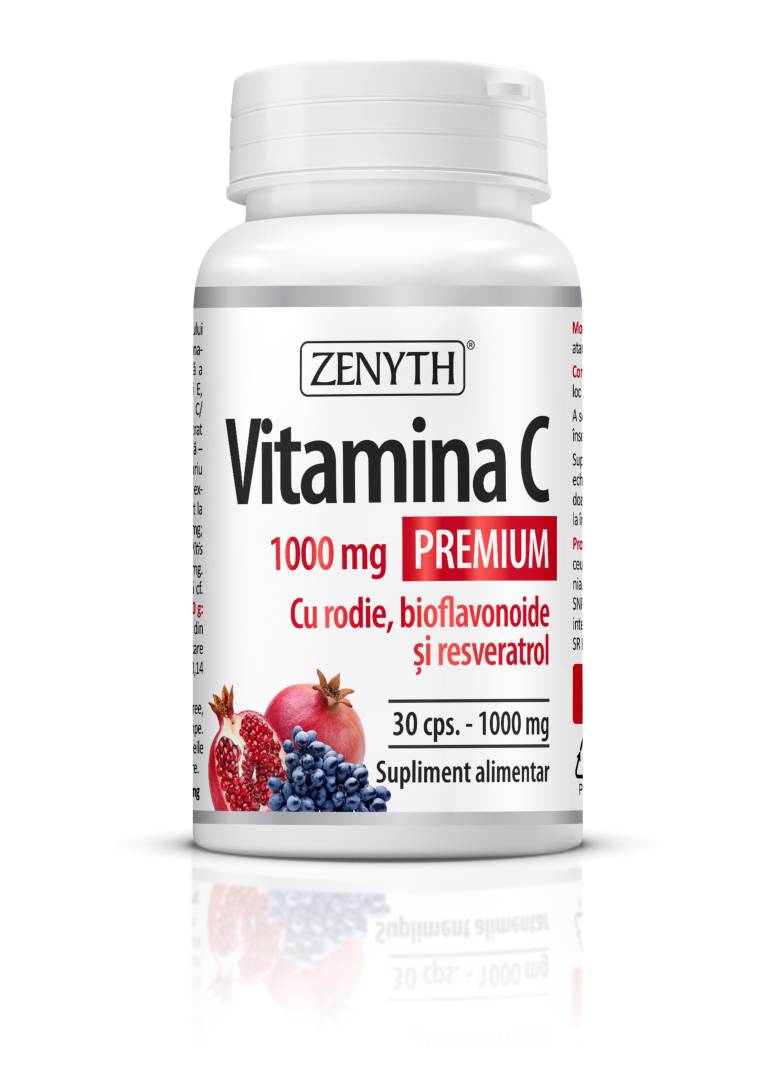 Vitamina C Premium cu rodie, bioflavonoide si resveratrol 1000mg - Zenyth 30 capsule