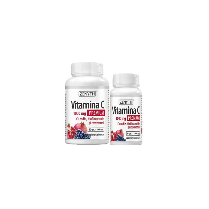 Vitamina C Premium cu rodie, bioflavonoide si resveratrol 1000mg - Zenyth - 30 capsule