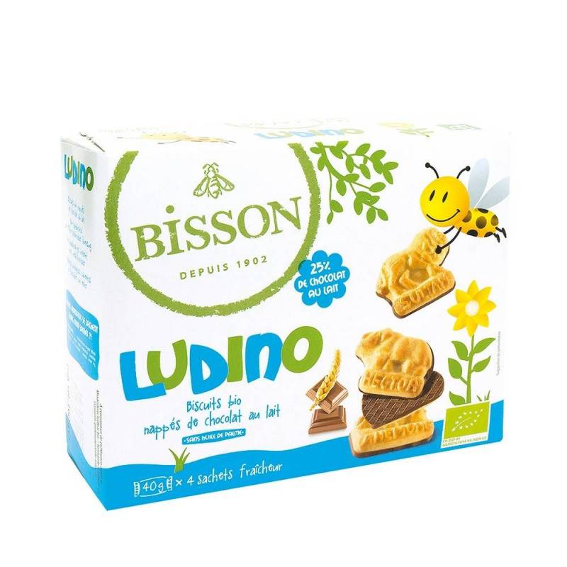 LUDINO, biscuiti pentru copii, acoperiti cu ciocolata cu lapte, 160g
