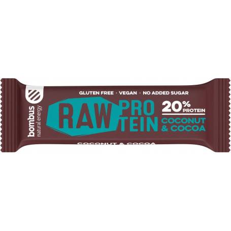 Baton proteic cu nuca de cocos si cacao, 20% proteine, eco-bio, 50g - Bombus