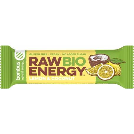 Raw Energy Baton energizant cu lamaie si nuca de cocos, eco-bio, 50g - Bombus