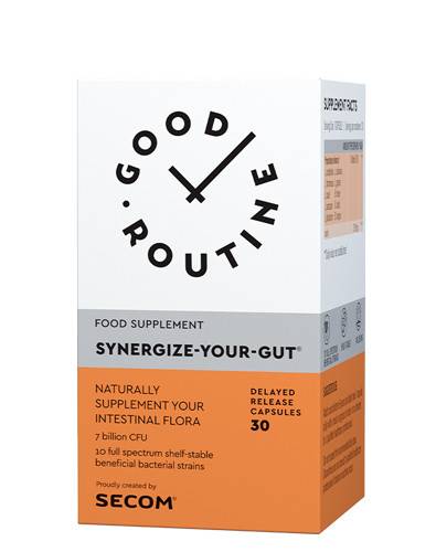 Synergize-your-gut- 30cps, good routine, secom