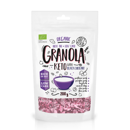 Keto Granola eco-bio cu coacaze negre 200g, Diet Food