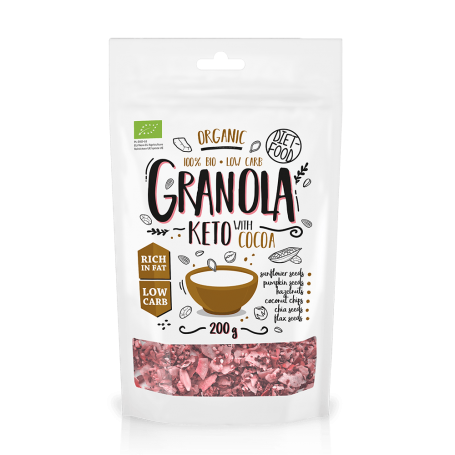 Keto Granola eco-bio cu cacao 200g, Diet Food