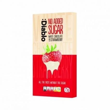 Ciocolata alba cu capsuni fara zahar, 75g Diablo Sugar Free