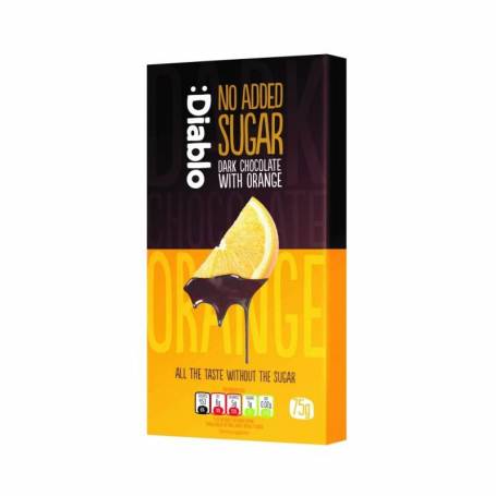 Ciocolata neagra cu portocale fara zahar, 75g Diablo