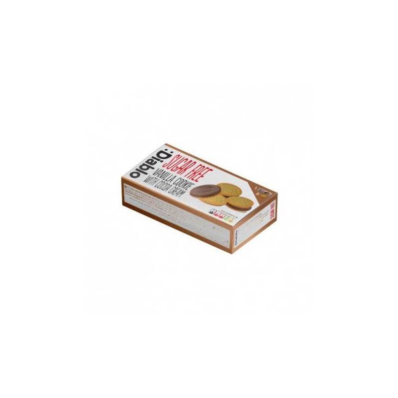 Biscuiti sandvis fara zahar cu vanilie si crema de cacao, 176g Diablo
