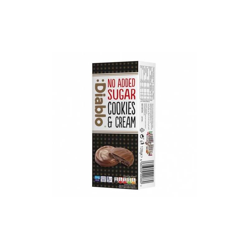 Biscuiti fara zahar cu crema de ciocolata, 128g Diablo