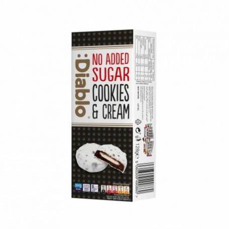 Biscuiti fara zahar cu crema de ciocolata alba, 128g Diablo