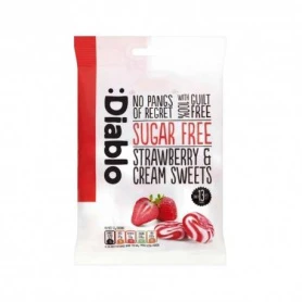 Bomboane cremoase fara zahar cu capsuni si frisca, 75g Diablo