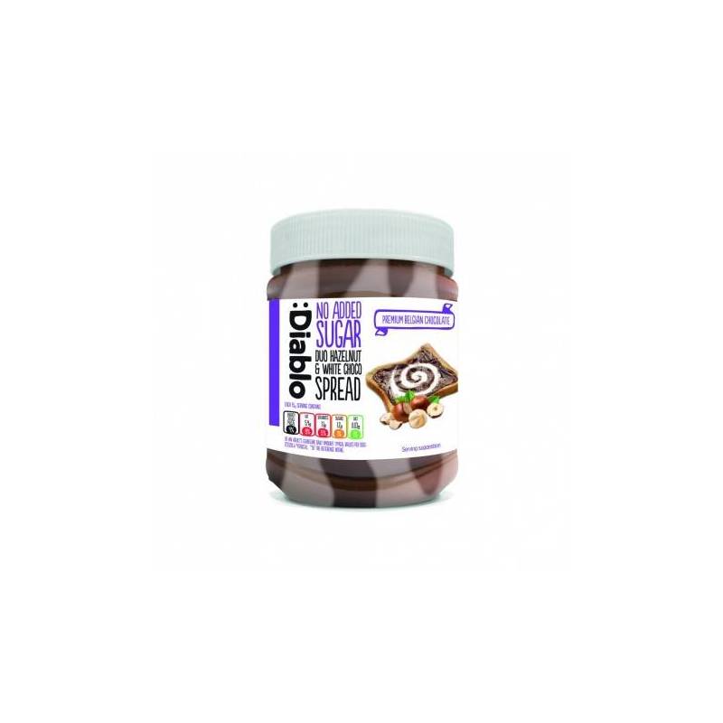 Crema tartinabila bicolora fara zahar cu alune si ciocolata alba,