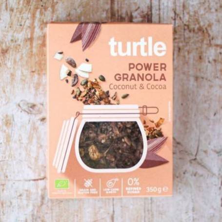 Power Granola cu nuca de cocos si cacao fara gluten eco-bio, 350g - Turtle