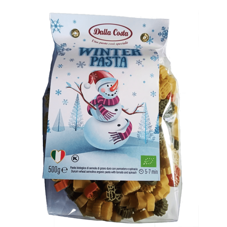 Paste WINTER cu rosii si spanac in forma de om de zapada, eco-bio 500g, Dalla Costa