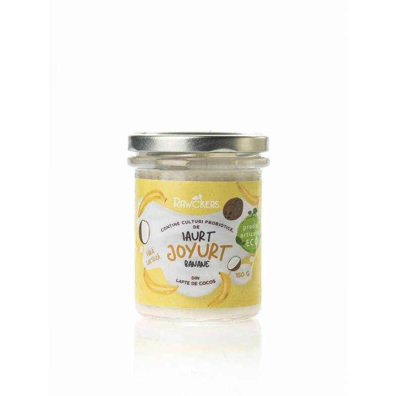 Iaurt din lapte de cocos cu banane - Joyurt, 150g, Rawckers