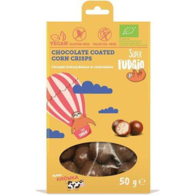 Porumb crispy invelit in ciocolata, fara gluten, eco-bio 50g, Super Fudgio