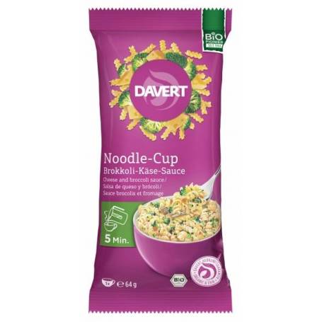 Noodle cup cu branza si broccoli, eco-bio, 64g - Davert