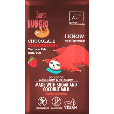 Ciocolata cu capsuni eco-bio 80g Super Fudgio