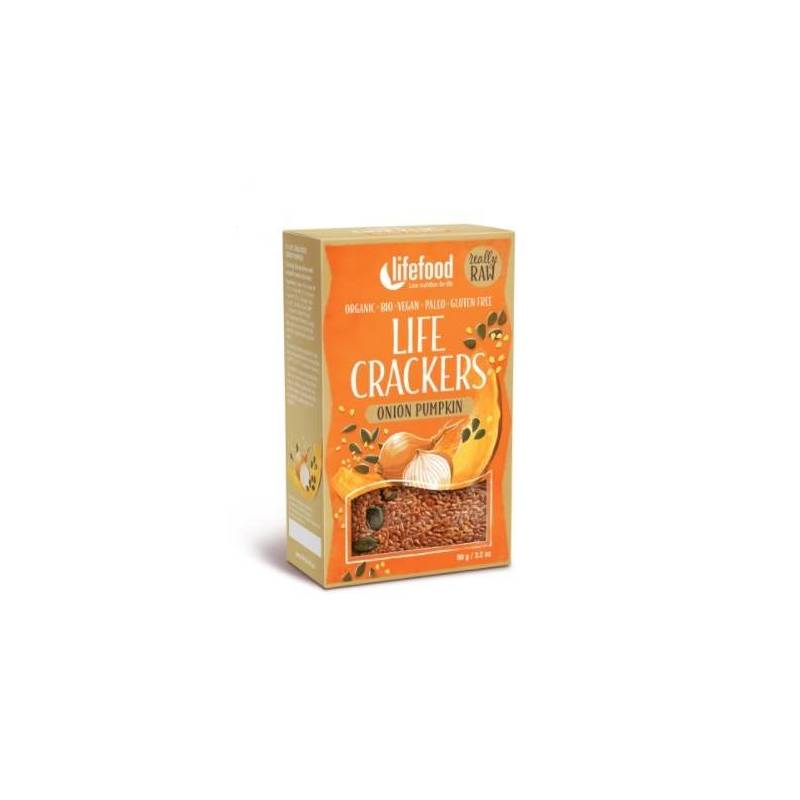 Crackers cu dovleac si ceapa raw eco-bio 90g - Lifefood
