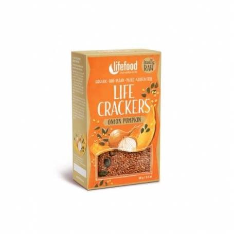 Crackers cu dovleac si ceapa raw eco-bio 90g - Lifefood