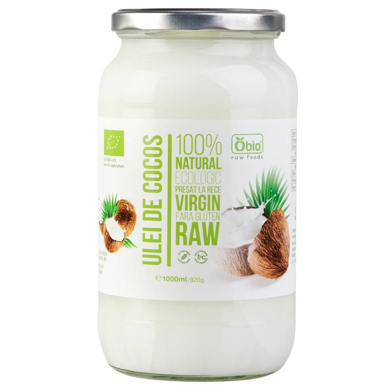 Ulei de cocos extra virgin, ECO-BIO, OBIO - 500ml (450g)