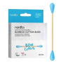 BETISOARE DIN BUMBAC SI BAMBUS 100buc, Nordics Oral Care - Albastru