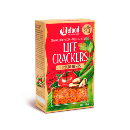 Lifecrackers cu rosii si ierburi raw eco-bio 90g, Lifefood