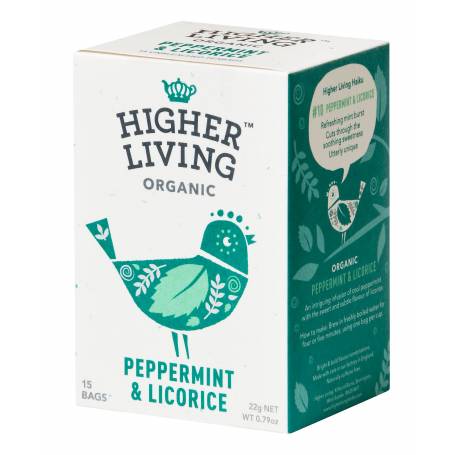 Ceai menta si lemn dulce eco-bio, 15 plicuri, Higher Living