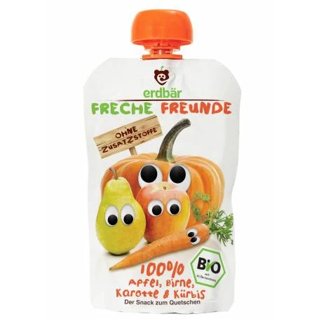Piure de mere, pere, morcov si dovleac bio 100g - Erdbar