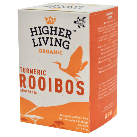 Ceai ROOIBOS si TURMERIC eco-bio, 20 plicuri, Higher Living