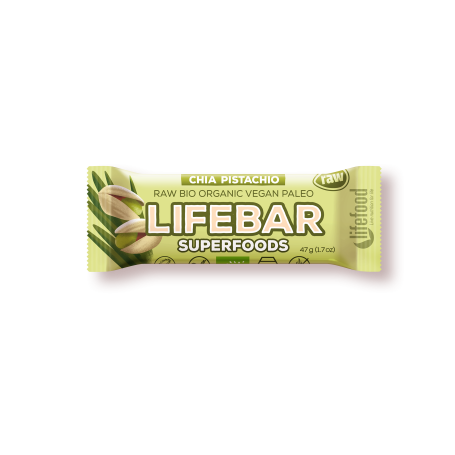 Baton cu chia si orz verde raw eco-bio 47g - Lifebar Plus