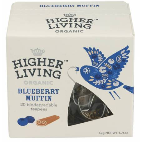 Ceai premium BLUEBERRY MUFFIN eco-bio, 20 plicuri, Higher Living