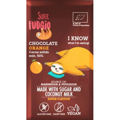 Ciocolata cu portocale eco-bio 80g Super Fudgio