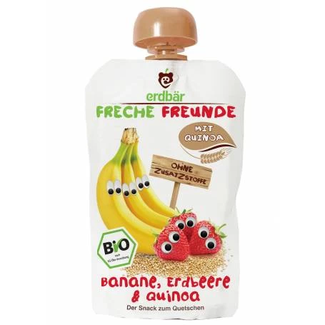 Piure cu banane, capsuni si quinoa bio 100g - Erdbar
