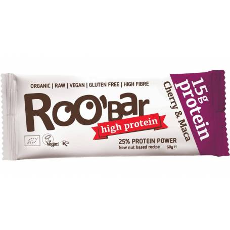 Baton proteic cu cirese si maca raw eco-bio 60g - ROO BAR