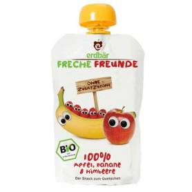 Piure de banane, mere si zmeura bio 100g - Erdbar