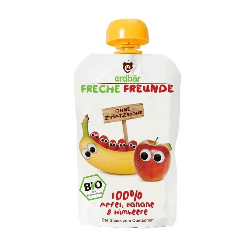 Piure de banane, mere si zmeura bio 100g - Erdbar