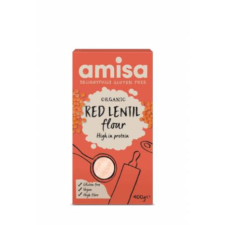 Faina de linte rosie fara gluten eco-bio 400g Amisa