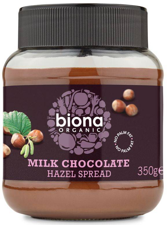 Crema de ciocolata cu lapte si alune de padure, eco-bio, 350g - biona