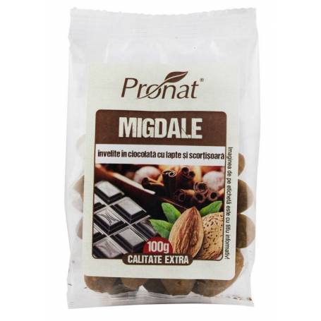 Migdale invelite in ciocolata cu lapte si scortisoara, 100g - Pronat