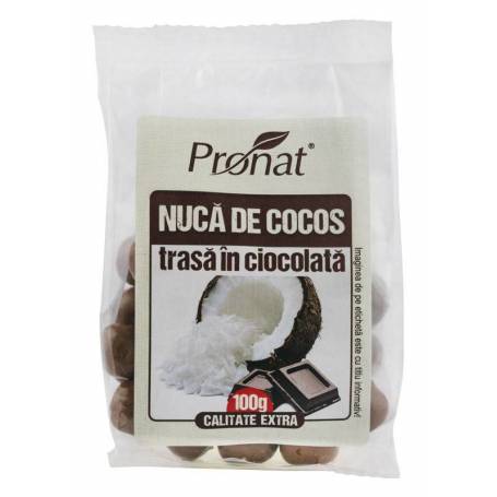 Nuca de cocos trasa in ciocolata, 100g - Pronat