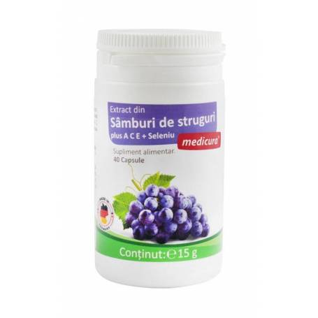 Extract din samburi de struguri + A C E + Seleniu, 40 capsule  Medicura