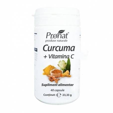 Curcuma plus vitamina C, 40 capsule - Pronat