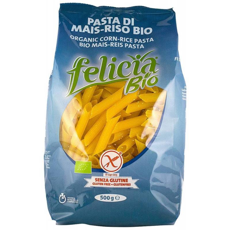 Penne organice din malai si orez, 500g - Felicia Bio