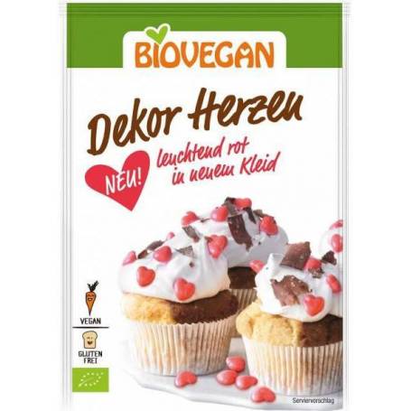 Decoratiuni pentru dulciuri - Inimioare rosii - eco-bio 35g - Biovegan