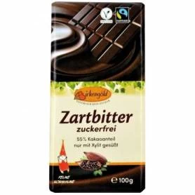 Ciocolata neagra indulcita doar cu xylitol 55% cacao, 100g - Birkengold