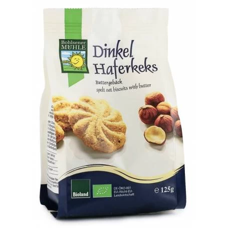 Biscuiti din faina de grau spelta - eco-bio cu ovaz si unt - eco-bio 125g - Bohlsener Muhle