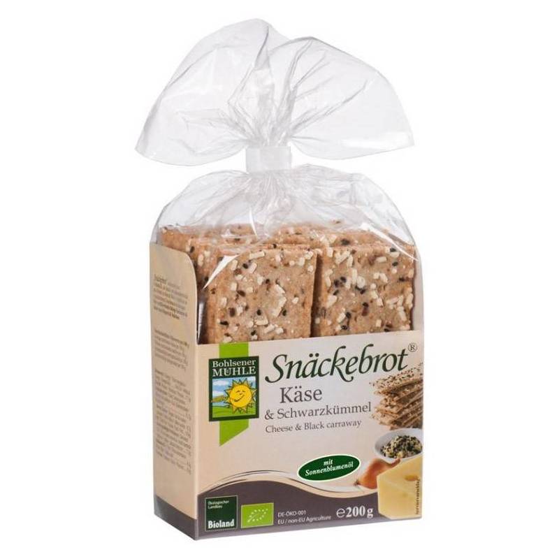 Paine crocanta cu cascaval si chimen negru - eco-bio 200g -