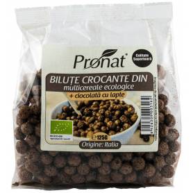 Bilute crocante din multicereale + ciocolata cu lapte - eco-bio 125g - Pronat