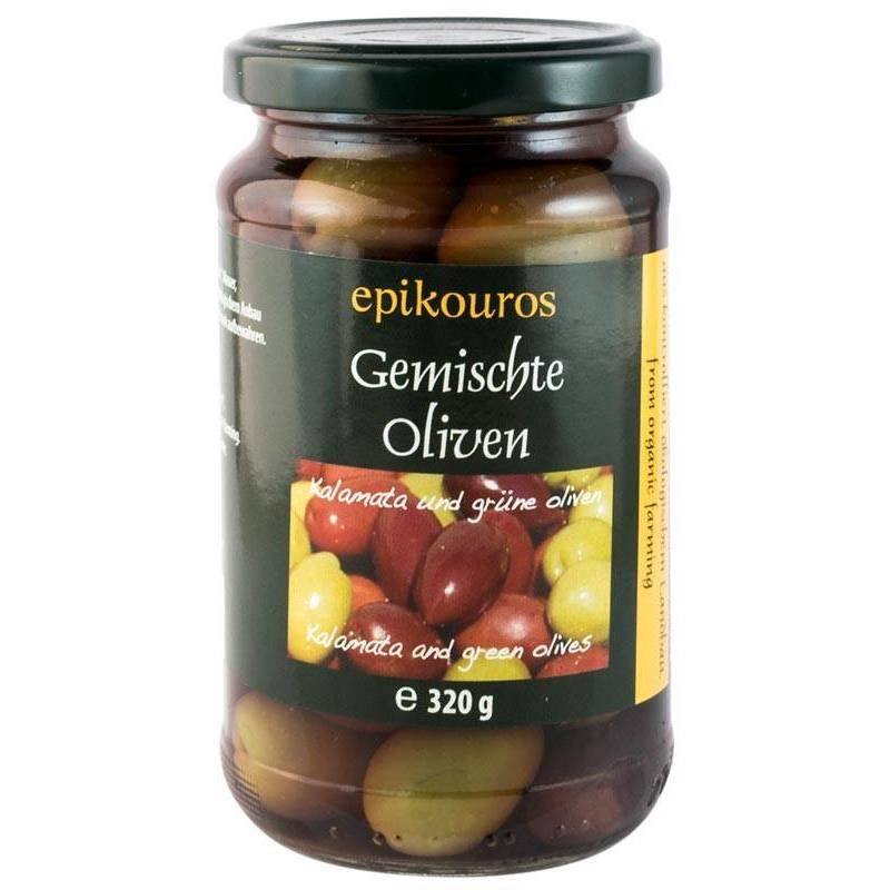Masline mixte cu samburi in saramura - eco-bio 320g - Epikouros