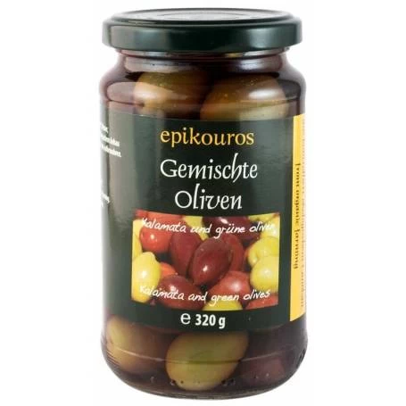 Masline mixte cu samburi in saramura - eco-bio 320g - Epikouros